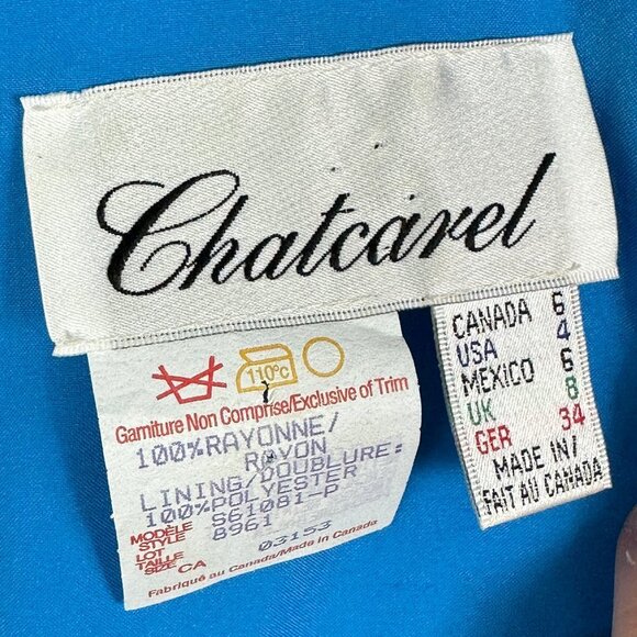 Vintage Chatcarel Bohemian Print Blue Yellow Maxi Shift Dress Size 6 Canada Made - Picture 4 of 11